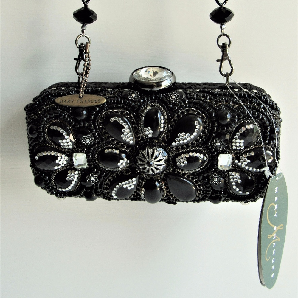 Mary Frances New Sublime Black Beaded E-W Baguette - Picture 2 of 8